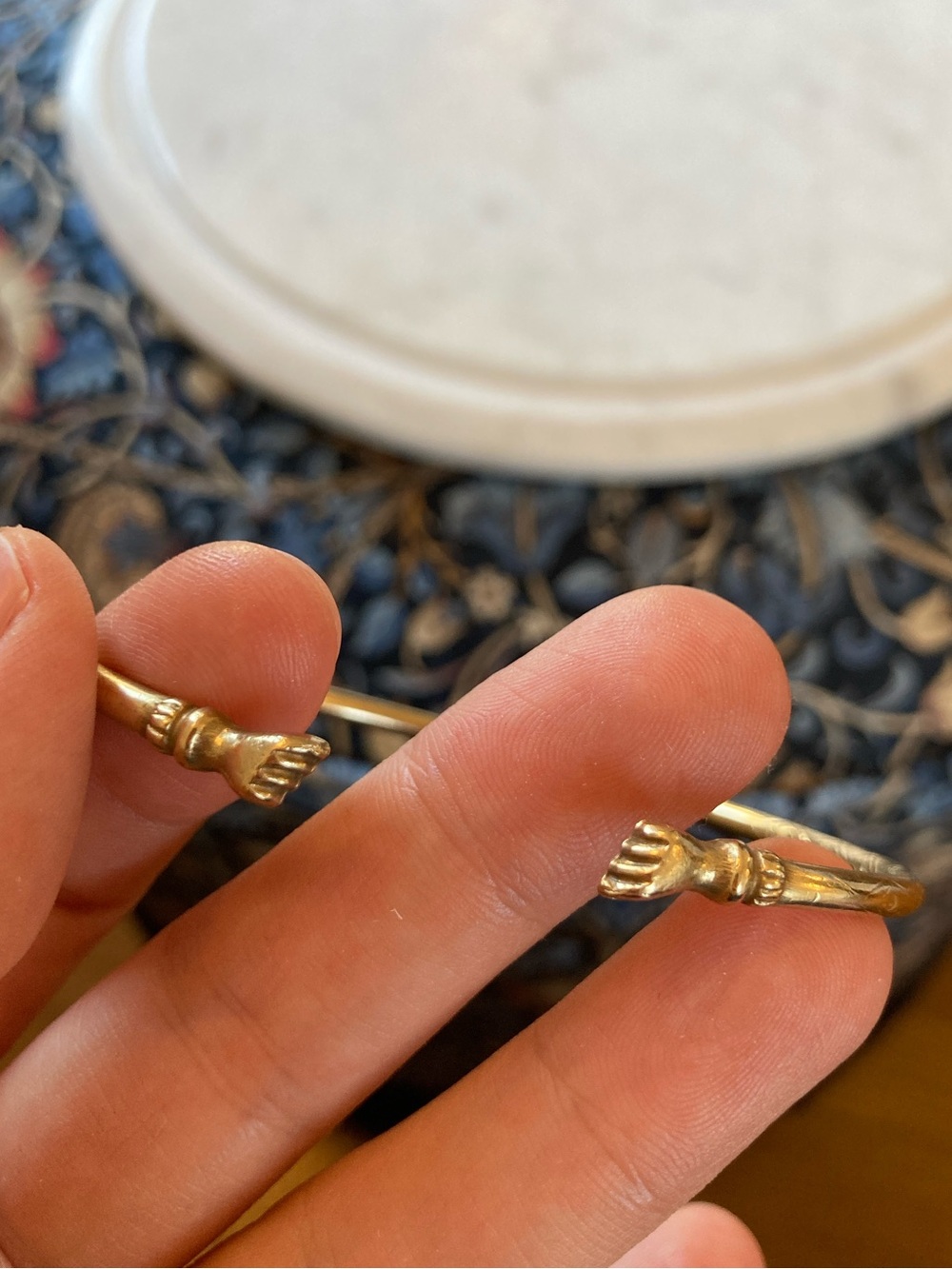 Rare Antique Victorian Figa Fist Snake Diamond Engraved Brass Bypass Bracelet - Picture 15 of 17